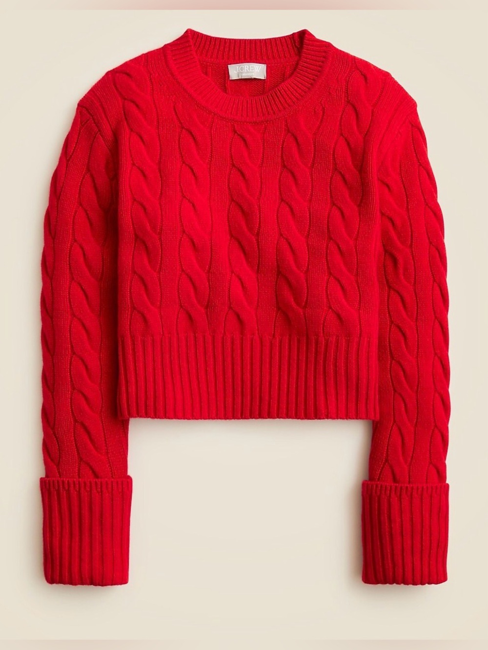 NWT New J. Crew Collection cashmere cuffed crewneck sweater